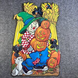 Vintage Halloween Color Clings  Scarecrow  Pumpkins  Cat & Crow's Venture